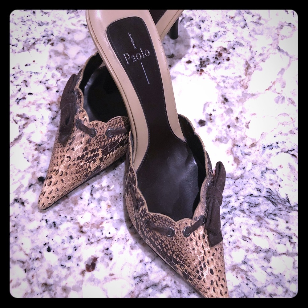 Linea Paolo - snake skin, mules with a heel